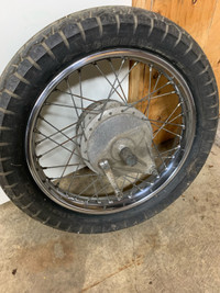 Vintage classic Honda motorcycle rear wheel