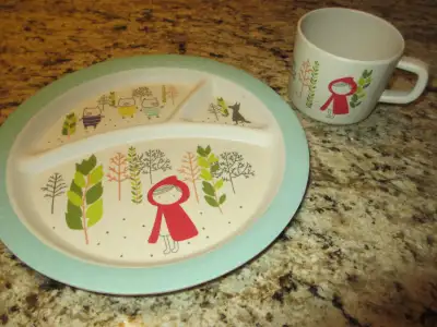 Lot de vaisselle en bambou pour enfants (Petit Chaperon rouge), View more
