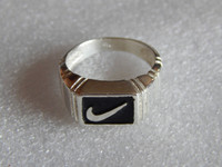 Nike Ring 925 silver with black enamel
