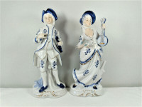 Vintage Porcelain Musicians Man and Woman Statue Figurine