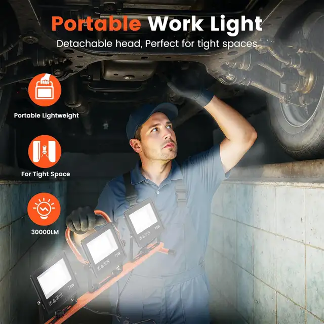 30000 Lumen Work Lights with Stand, 3 Adjustable Head LED Work L in Outdoor Lighting in City of Toronto - Image 9