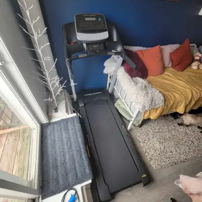 Moving soon and need to clear space! This is a compact folding treadmill that runs quiet and is well...