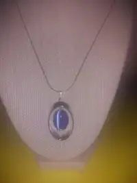 Blue Cat's Eye Necklace plus earrings Set