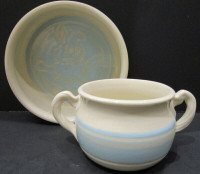 ONTARIO ARTIST, BUNNY IMPRINTED CHILD'S BOWL & MUG SET, MINT