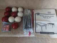 Brunswick bumper pool set, 10 balls, hardware, manual, chalk