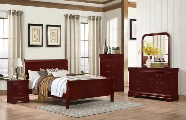 New Sleek 8-Piece Traditional Style Bedroom Set - Cherry In Sale in Beds & Mattresses in Kingston - Image 2