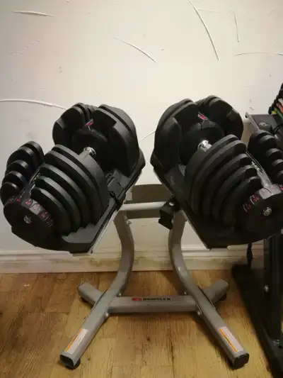 Bowflex Selecttech Adjustable Dumbbells 90lbs + Stand + Bench, View more