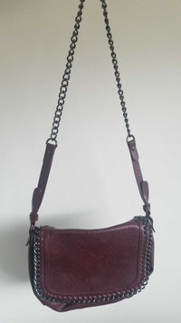 Burgundy Fake Leather Saddle bag