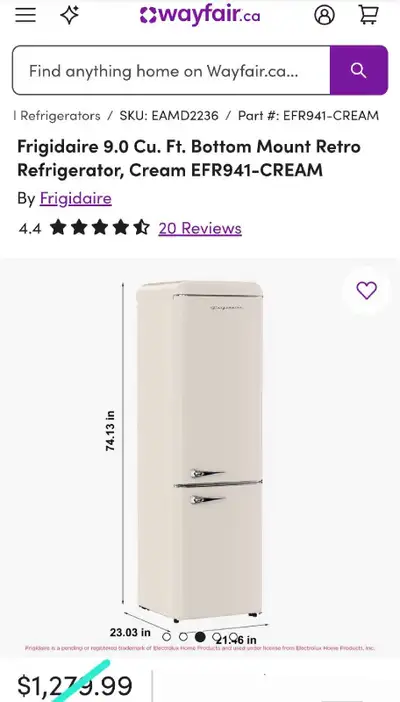 RETRO Frigidaire 9.0 Cu. Ft. Bottom Mount Refrigerator, View more