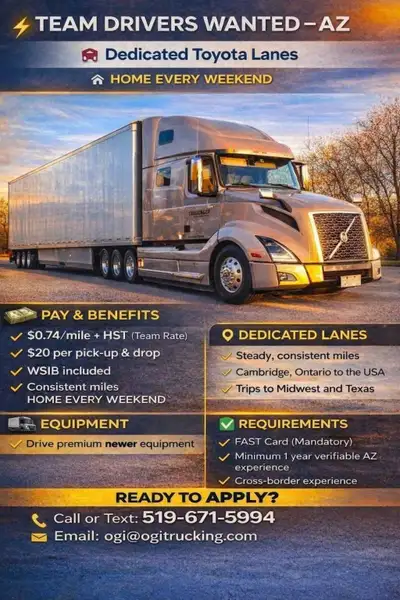 Team Drivers Needed AZ– Dedicate Toyota Runs (Home weekly), View more