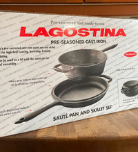 Lagostina Cast Iron Pan Set/Poêle et Sauteuse en Fonte
