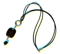 BOHO Artisan Necklace…925 Sterling Silver/Rosewood/Leather/Agate