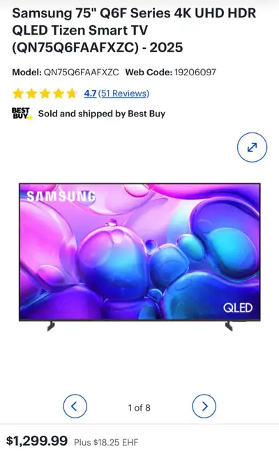 75" Samsung QLED – 4K Smart TV, View more