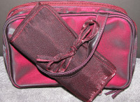 Avon Burgundy Red Cosmetic Case & Jewellery Travel Organizer 2PC