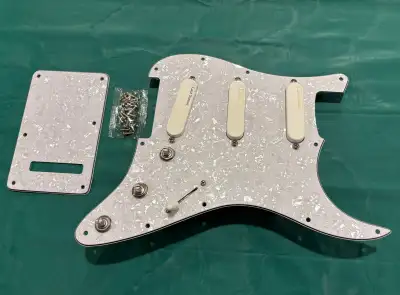 Strat White Pearloid Pickguard Loaded Lace Sensor 10-way switch , View more
