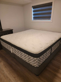 King size box spring and Mattress and frame 