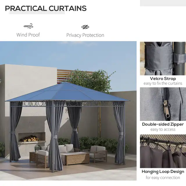 10' x 10' Polycarbonate Hardtop Gazebo, Outdoor Patio Gazebo in Patio & Garden Furniture in Markham / York Region - Image 6