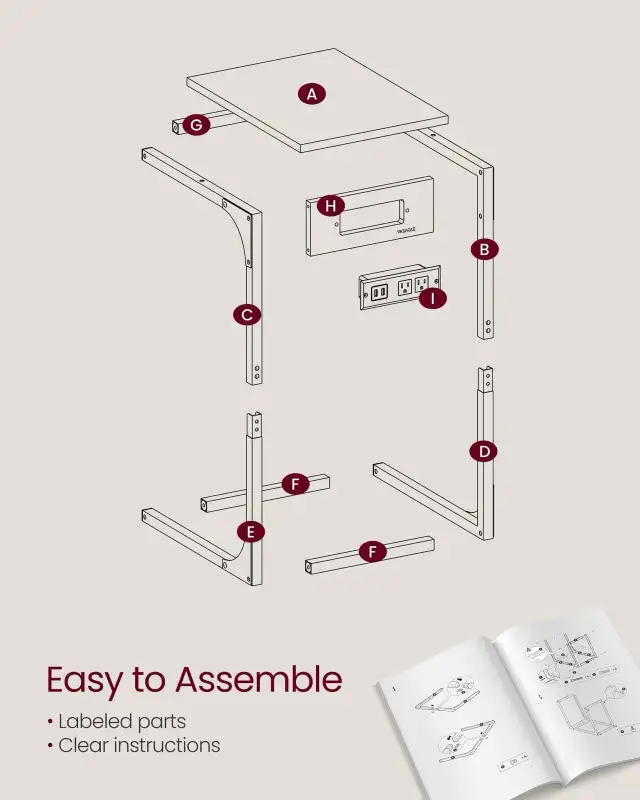 VASAGLE C-Shaped Side Table with Charging Station in Other Tables in Oshawa / Durham Region - Image 7