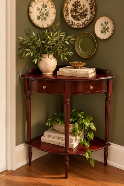 lovely vintage Bombay company mahogany corner table , View more