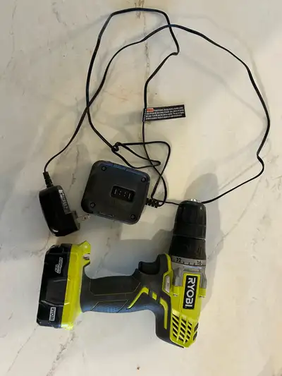 Ryobi drill, battery and charger, View more