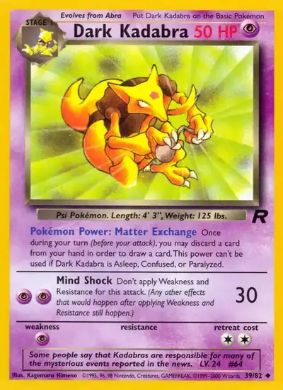 POKEMON CARD. Dark Kadabra - 39/82. BASIC SET, View more