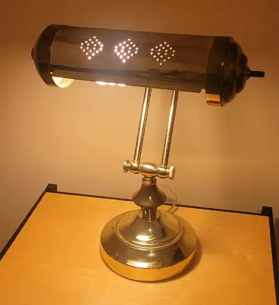 Vintage Brass Bankers Lamp, View more