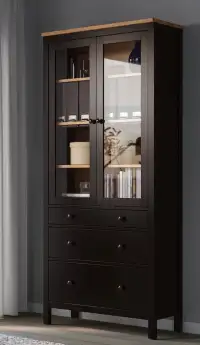 Ikea HEMNES glass-door cabinet with 3 drawers + 3 shelves 