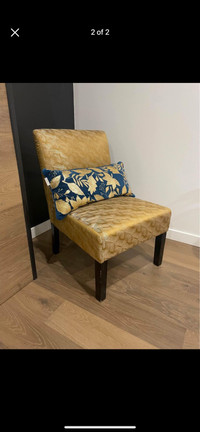 Gold arm chair, accent couch 