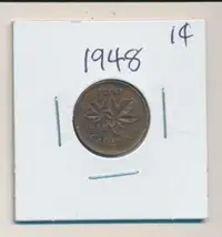ORIGINAL RARE VINTAGE 1948 CANADIAN 1¢ KING GEORGE PENNY