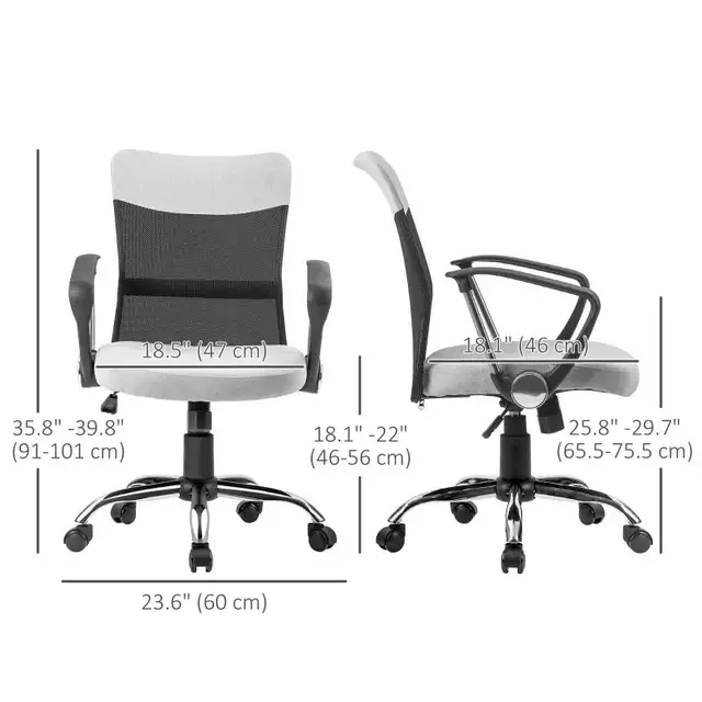 Mid Back Office Chair, Linen Adjustable Office Chair with Lumbar in Chairs & Recliners in Markham / York Region - Image 4