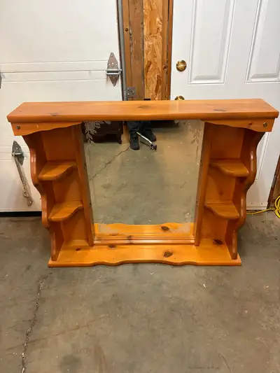Rustic Pine Wall Mirror w/ Shelf, View more