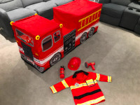 Fire Truck Build & Play Set, Firefighter Costume & Accessories