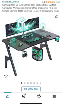 HLDIRECT 55inch carbon fibre gaming desk