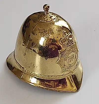 Vintage British Royal Crown Metropolitan Police Hat Helmet Brass Bell 1970s Measures roughly 3" long...