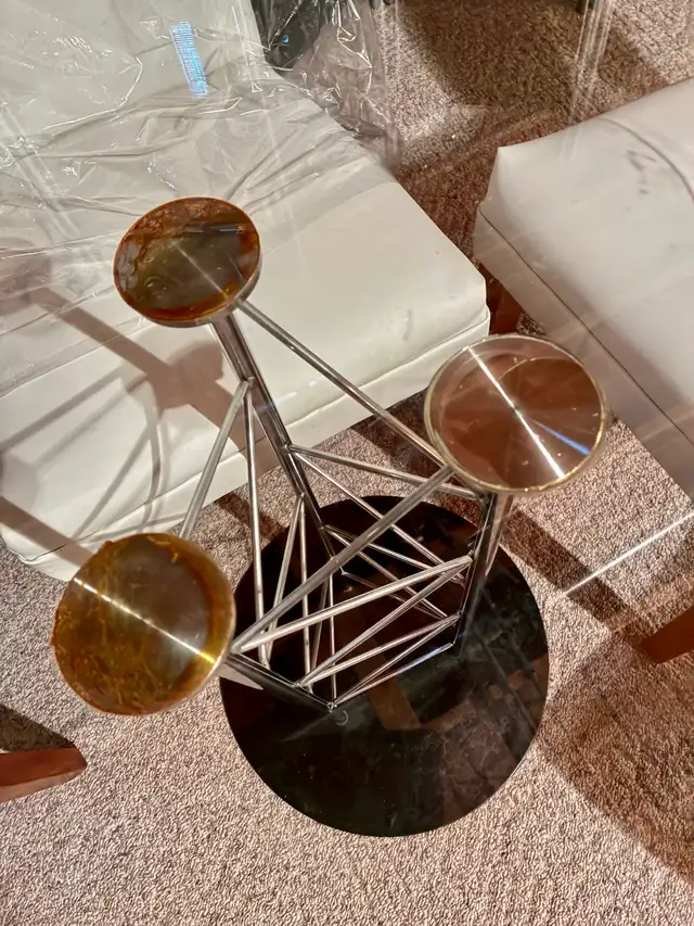 4 NEW re-upholstered chairs, round glass table (sell sep or set) in Dining Tables & Sets in Winnipeg - Image 3