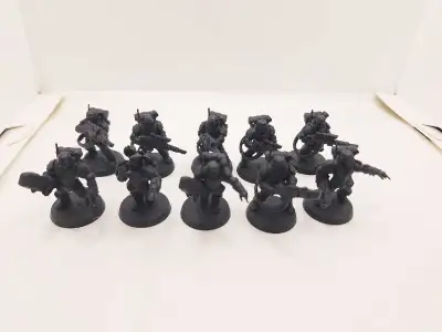 Warhammer 40k 10 primed black imperial guard tempestus scions , View more