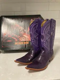 Cowboy Boots - Los Altos purple teju lizard,  crocodile red/pink, View more