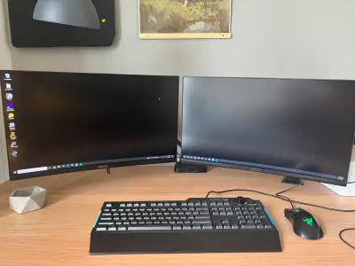Complete Gaming PC Setup – Dual ASUS Monitors + Accessories, View more