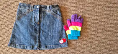Gymboree Girls Size 7 Jean Skirt and Gloves, EUC, View more