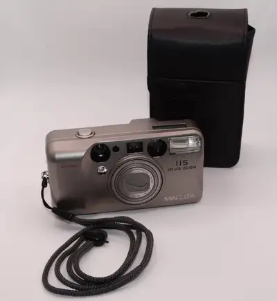Vintage Minolta Riva Zoom 115 35MM Point and Shoot Film Camera, View more