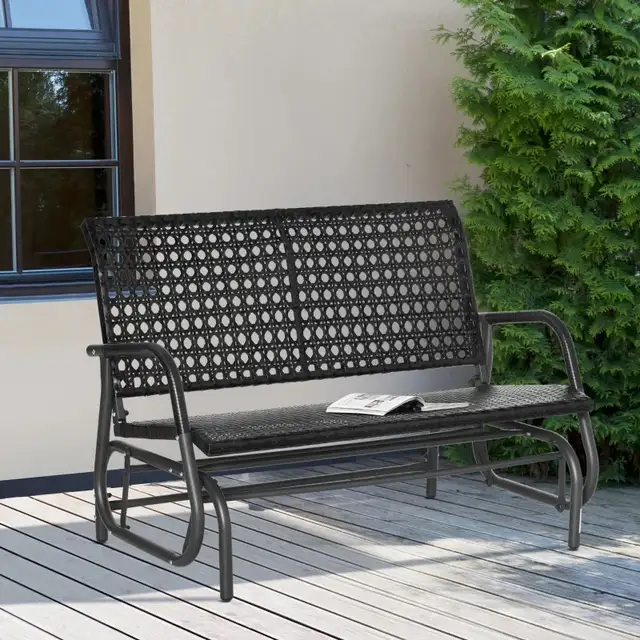 2 Seater Wicker Outdoor Glider Bench, Patio Swing Rocker Chair G in Patio & Garden Furniture in Markham / York Region - Image 2