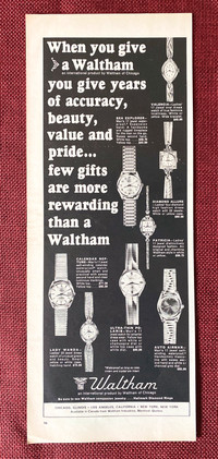 1966 Waltham Watches Original Ad
