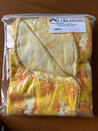 YELLOW CELESTIAL NEW UNUSED HANDMADE FLANNEL BABY BLANKET GIFT