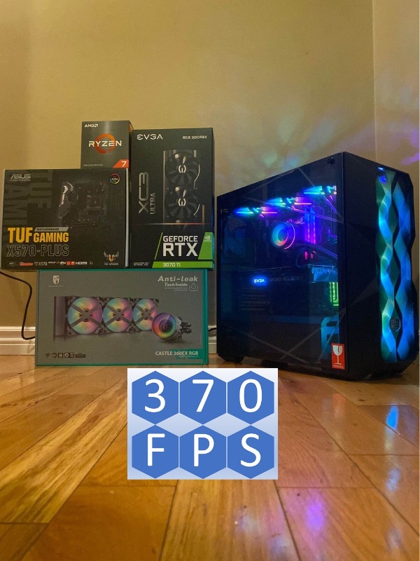 RTX 3070Ti Liquid Cooled Ryzen 7 5800X Gaming PC 16GB 500GB NVME Desktop Computers Moncton
