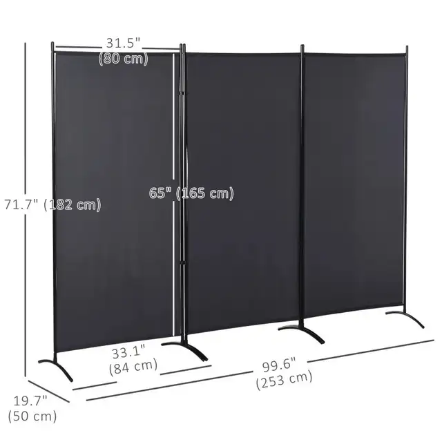 6' 3 Panel Room Divider, Double Hinged Folding Wall Divider, Ind in Storage & Organization in Markham / York Region - Image 4