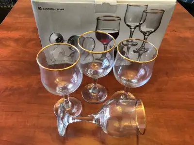 Essential Home  Gold Band Wine Glass  - New, View more