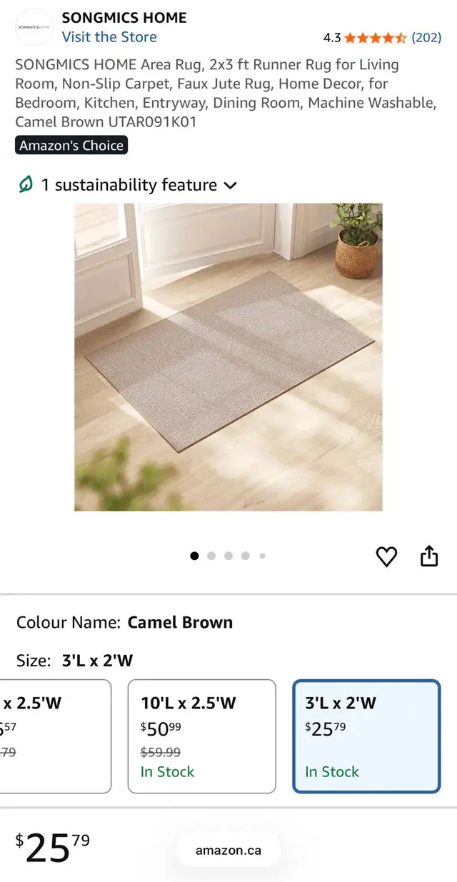 SONGMICS HOME Woven Faux Jute Area Rug in Rugs, Carpets & Runners in Oshawa / Durham Region - Image 9