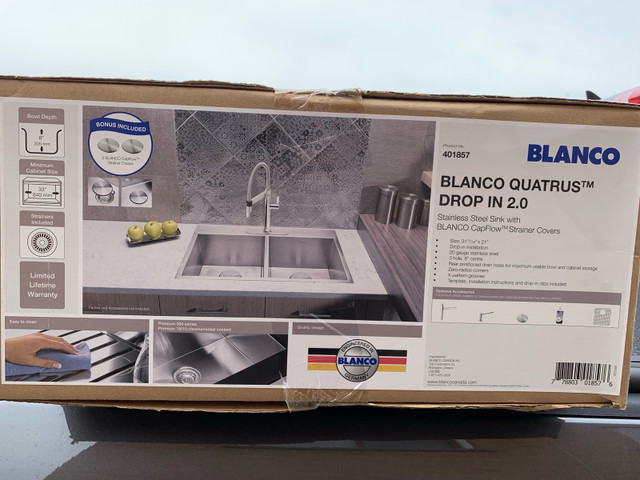 BLANCO Quatrus 31.9375-in x 21-in Brushed Stainless Steel Drop-i in Plumbing, Sinks, Toilets & Showers in Markham / York Region