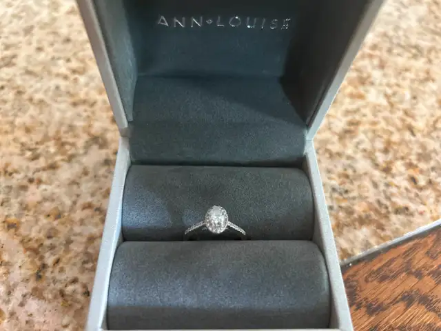 Ann Louise 14K White Gold Engagement Ring with Oval Diamond62864743756801121