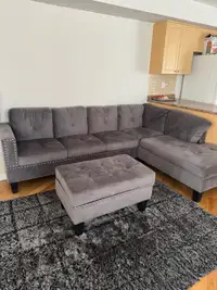 L Couch Set Sectional Couches with Ottoman